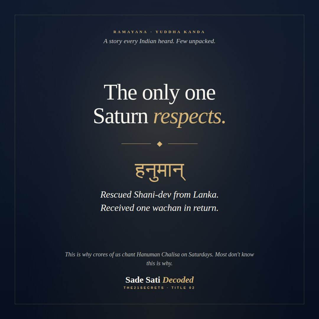 Hanuman — the one being Saturn respects, from the Ramayana